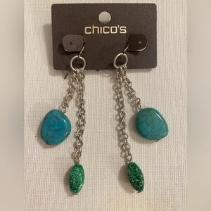 Chico's Silver and Turquoise Chain Earrings